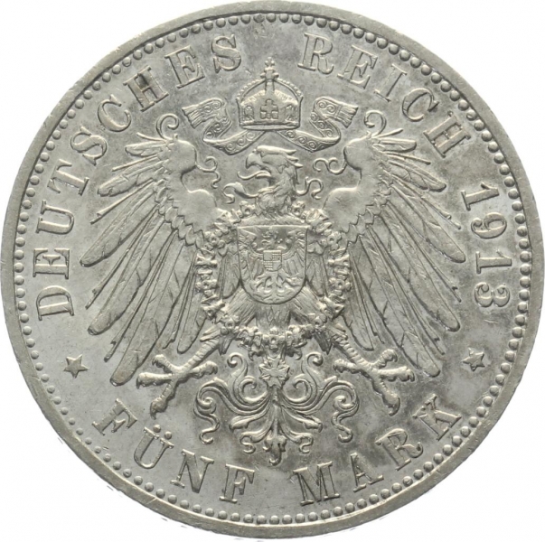 Preussen 5 Mark 1913 A Wilhelm II. in Uniforn